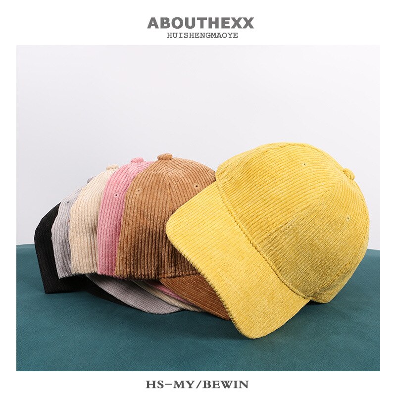 Damen-baseballkappe aus cord für herbst/winter, koreanische version der wild caps lovers, lässiger outdoor-hut mit gebogener krempe, #39
