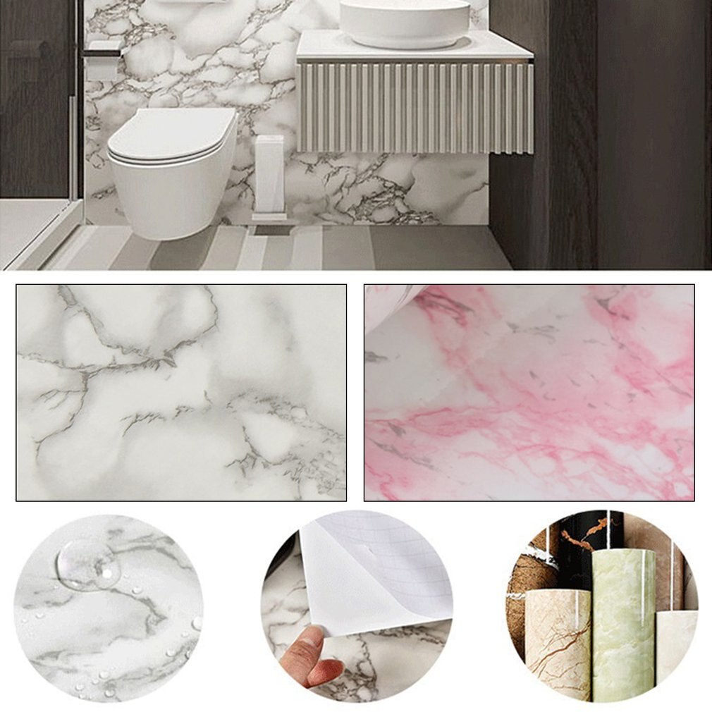 Self Adhesive Marble Wallpaper Peel And Stick Waterproof Bathroom Kitchen Cabinets Desktop Stickers Home Decor Film
