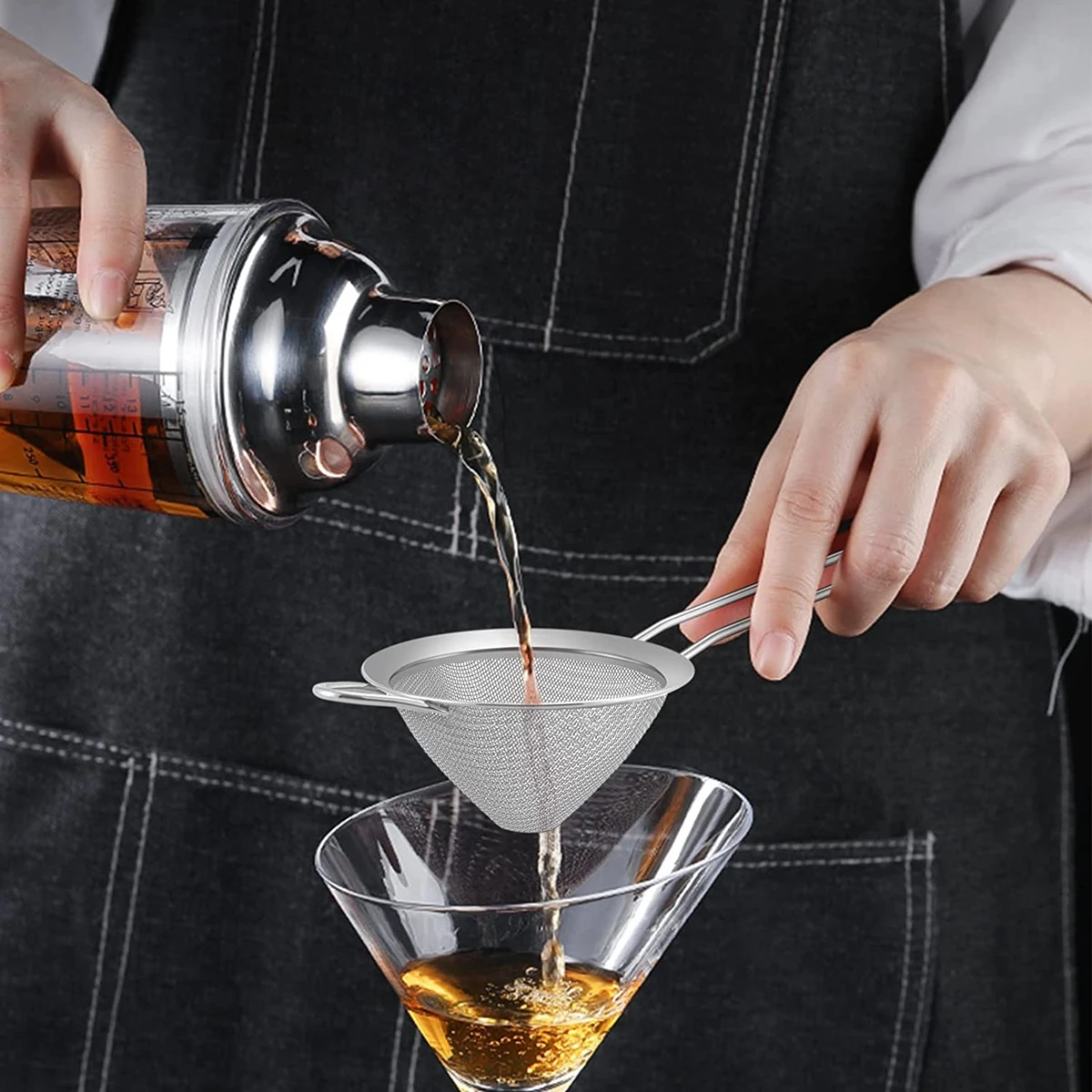 Colador de malla fina colador de barra de acero inoxidable 304 colador de malla de cono cónico pequeño para cócteles coladores de té de jugo de café