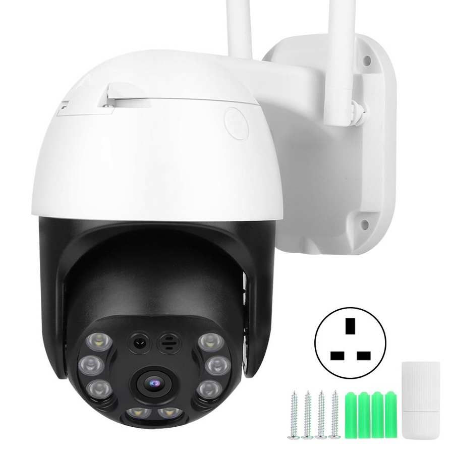 Surveillance System 3MP Wifi PTZ Camera 8 Lights IP66 Waterproof Human Detect Night Security CCTV 100&#8209 240V: British regulatory