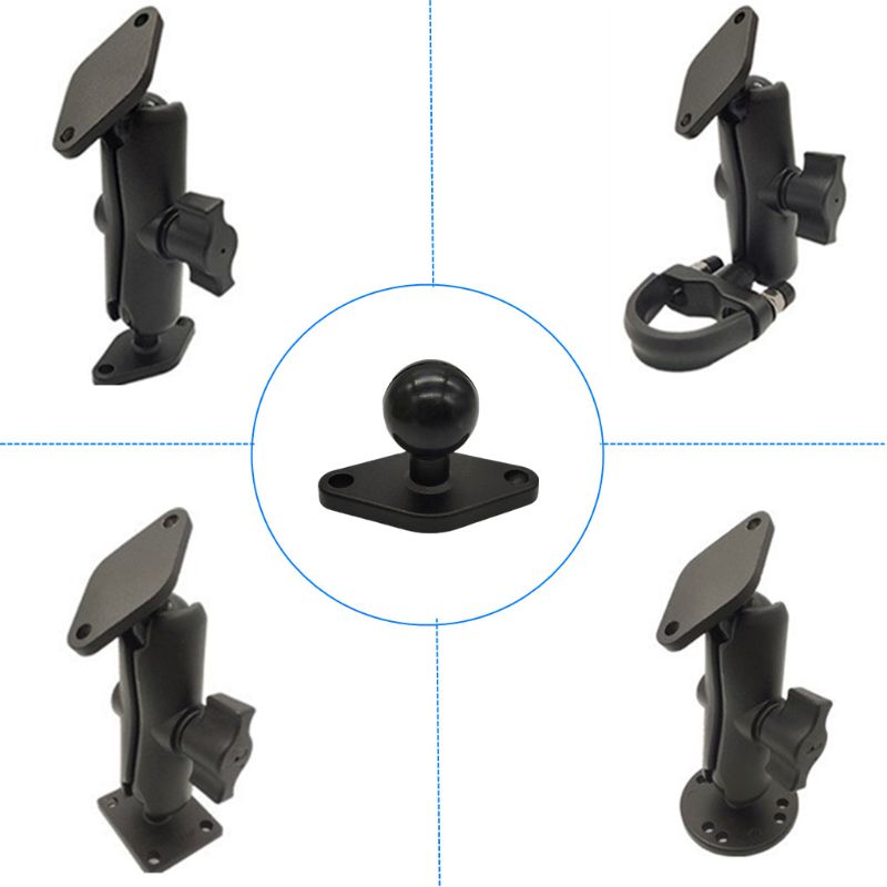 360 Graden Roterende Anti-Shock Aluminium Motorfiets Bevestigen Stand Plaat Rubberen Bal Hoofd Ram Mount Voor Telefoon Gps
