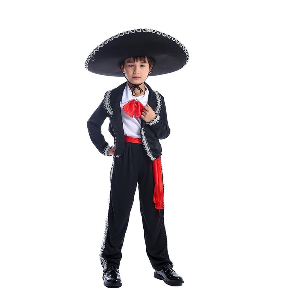 Garçons traditionnel mexicain Mariachi Amigo danseur chapeau chemise pantalon veste ensembles Halloween fête habiller enfants carnaval spectacle tenues