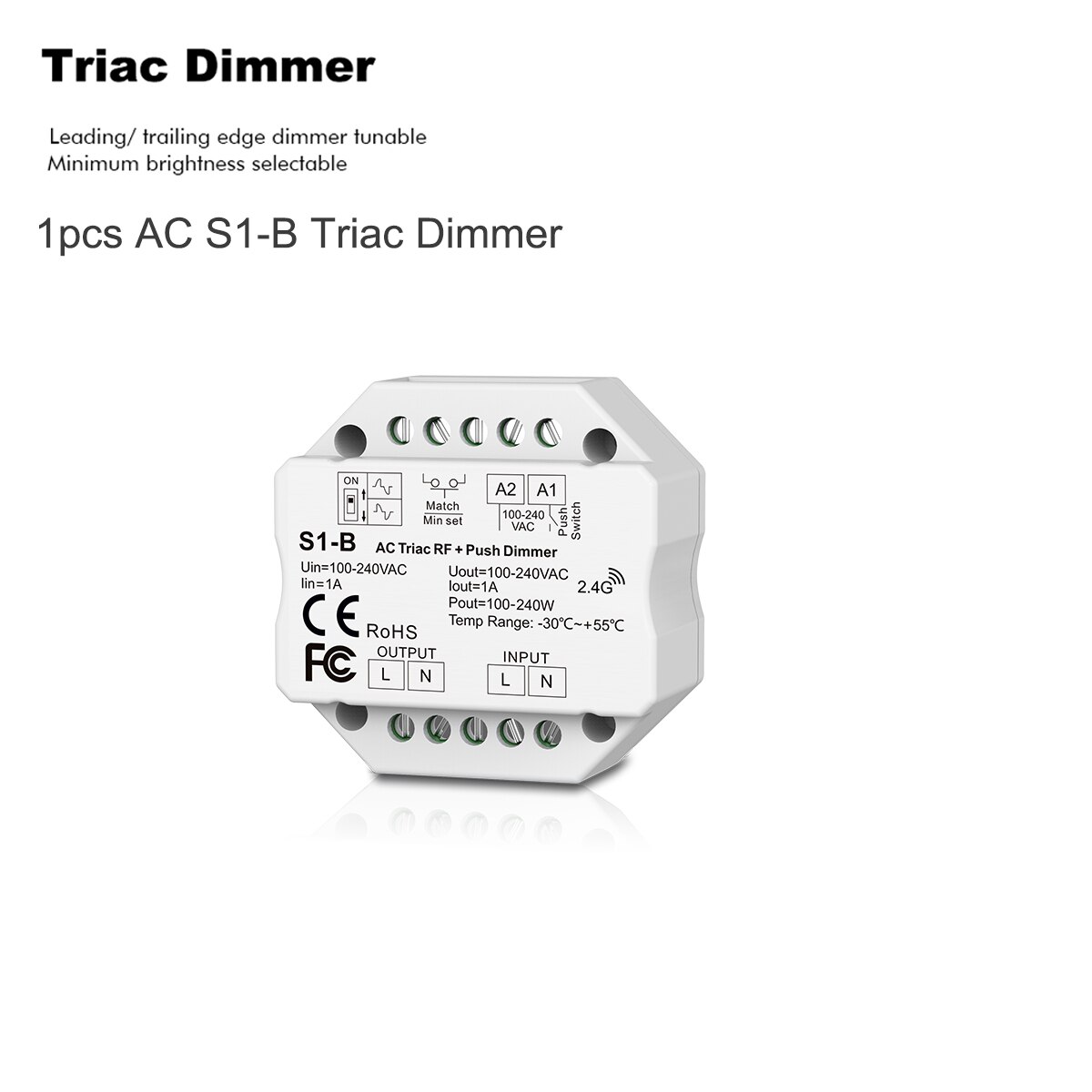 Interruptor de atenuación inalámbrico LED Triac de AC110V-220V, control remoto de atenuación táctil de 4 zonas para LED de un solo Color, 2,4G, S1-B: S1-B