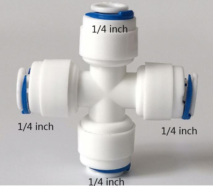 1/4 Inch L/T type Quick water connector Slip lock Quick-connect Gezamenlijke PE waterleiding Connectors fittings Waterzuiveraar: 1pcs Cross type