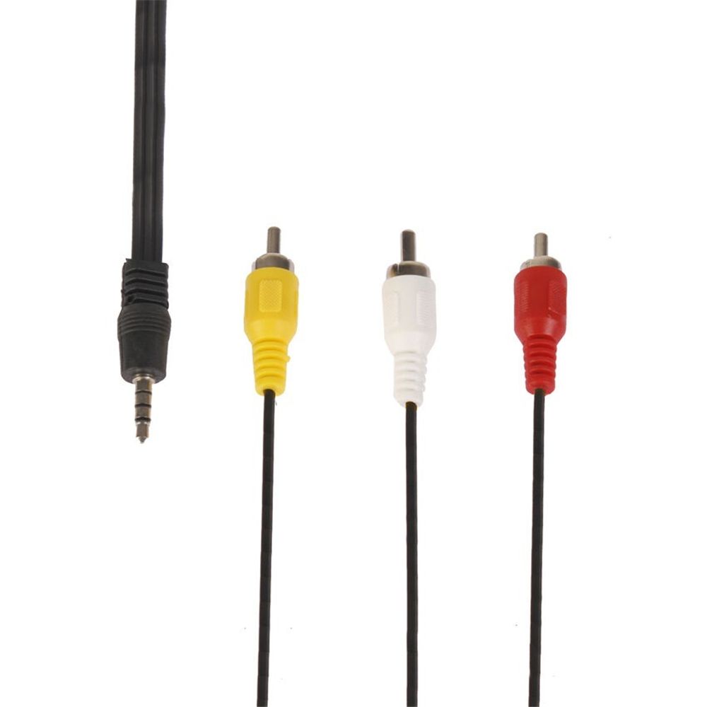 Rca-hane svart 3 rca 3.5mm- jack till rca-kontakt adapter omvandlare videokablar tråd ljudkabel av