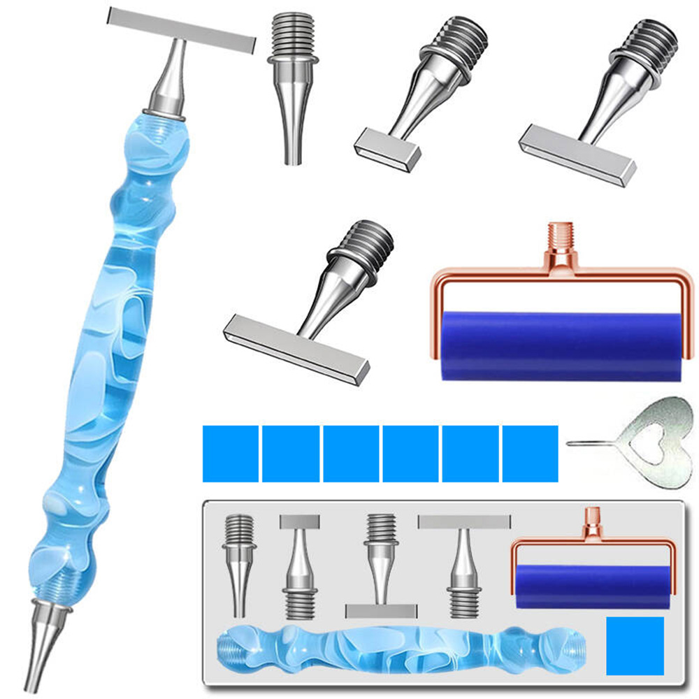 Kit de bolígrafo de punto con cuentas para pintura de diamante, ergonómico, con hilo delgado, acero inoxidable, cabezales de bolígrafo de Metal, accesorios de herramientas