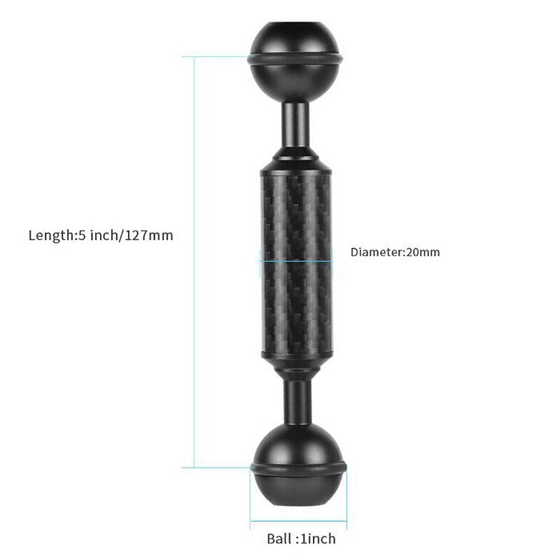Carbon Fiber Float Extension Arm 1 Inch Dual Ball Diving Camera Photography D20Mm 5 Inch Light Underwater Buoyancy Tripod