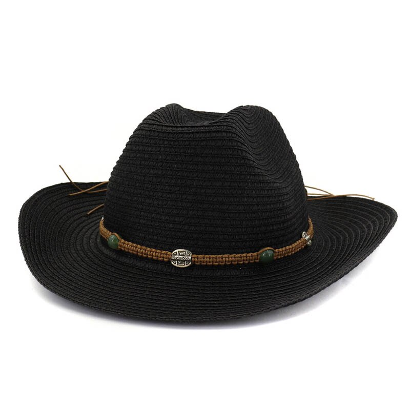 Zomerhoed voor dames, geweven vorm panama strohoed, heren riemvorm hoeden strand zonnehoed jazz hoeden western cowboy petten