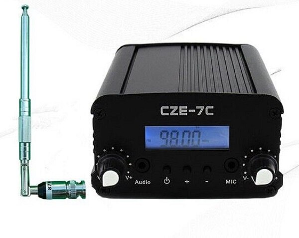 Estación de Radio FM, Transmisor estéreo PLL, 7W, 76-108MHZ, LCD, FCC, estéreo, PLL: CZE 7C  Antenna