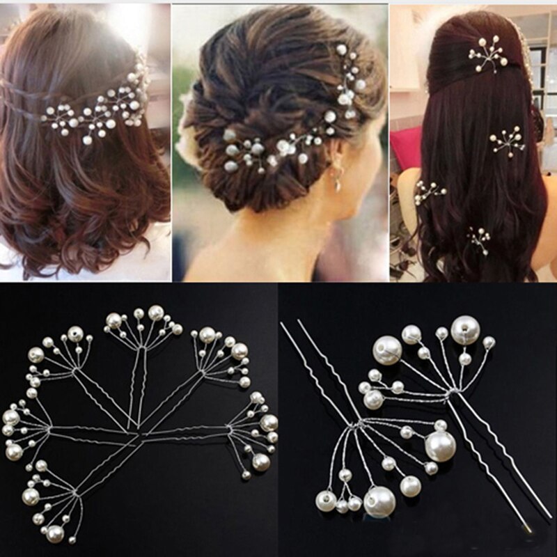 10/12/20Pcs Haar Clips Vrouwen Crystal Wedding Bridal Haarspelden Twists Spira Haarspelden Gesimuleerde Parel Haarspeldjes haar Accessoires