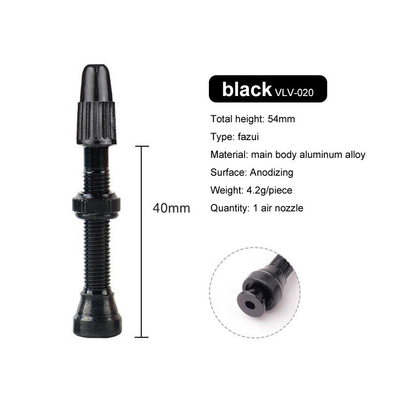 Bicycle 1Pair 40/60/80mm Valve for Road Bicycle Tubeless Tires Brass Alloy Tubeless Sealant Compatible: 40cm black