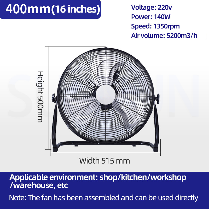 Gulv-/Loftventilator EXUAN Kraftig - 160W Ultrastrong Wind - Rustfrit Stål: Lilla