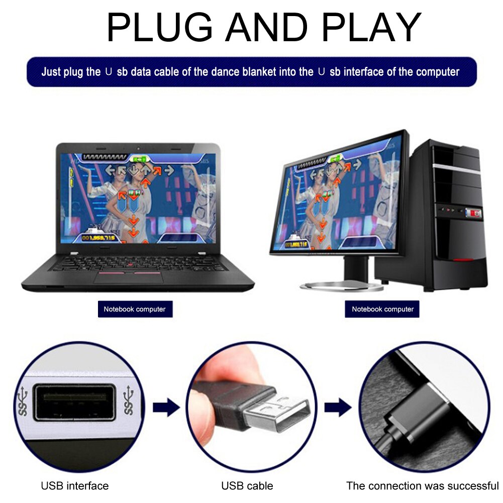 Fitness Stap Voor Pc Laptop Dance Pad Enkele Spelers Deken Non Slip Bodybuilding Pvc Gevoelige Video Game Usb Interface Thuis