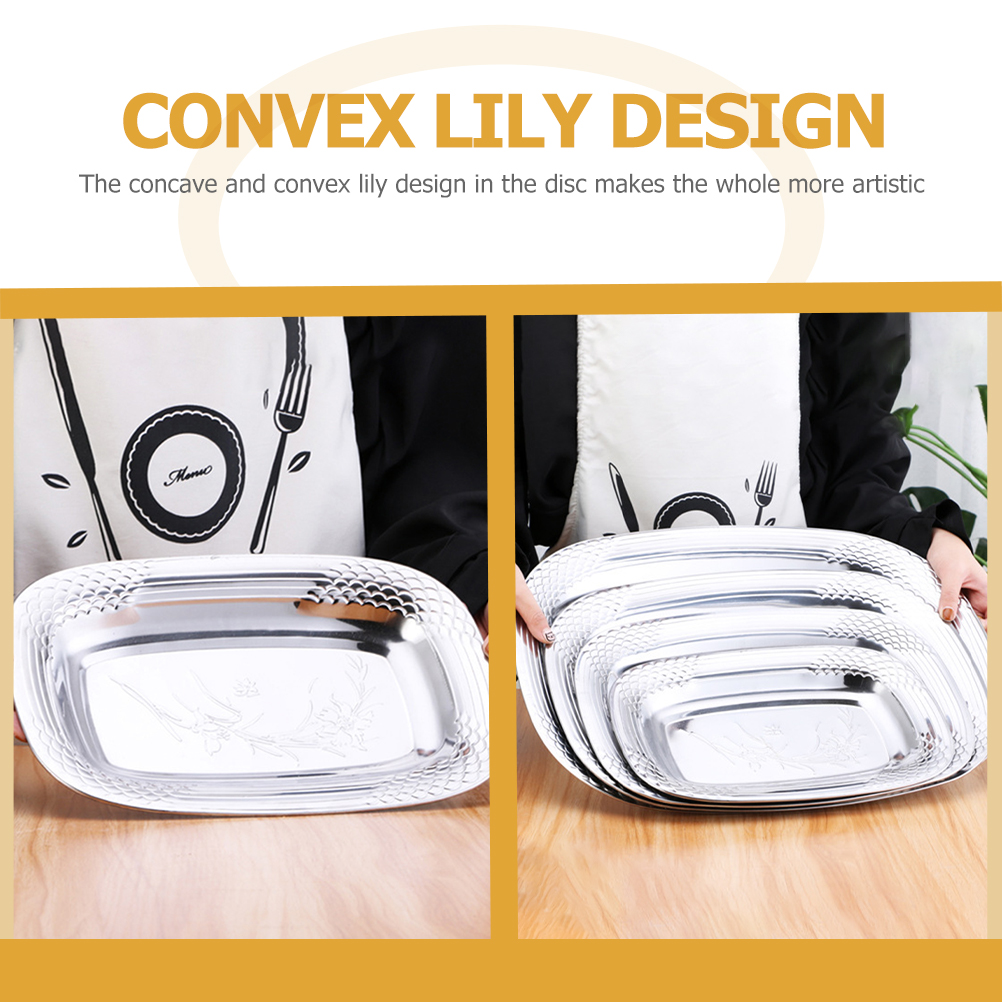 Dinner Plate Barbecue Plate Fish Dish Stainless Steel Multi-purpose Food Plate