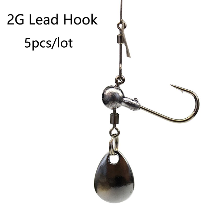 5 stks/partij Sharped Crank Lood Jig Hoofd Haak 2g/4g Jigging Aas Haak Voor Zachte lokken Met Lepel Spinner Vissen Pesca: 2g