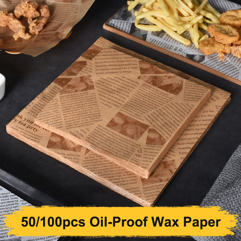 50/100Stck öl beständiges Wachspapier zum Backen von Lebensmitteln Grill Burger Pommes Brot zurück papier Öl absorbieren des Papier Küchen zubehör