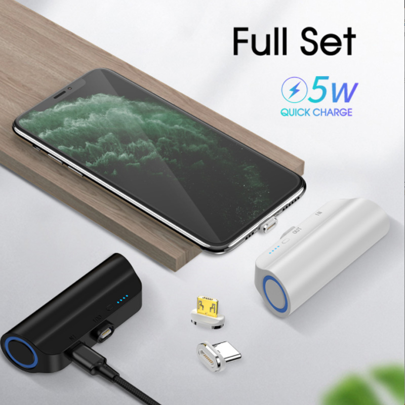 3000 mah mini-powerbank mit ladeclip für iphone, samsung, huawei und xiaomi, magnetisches ladegerät, kapsel-powerbank
