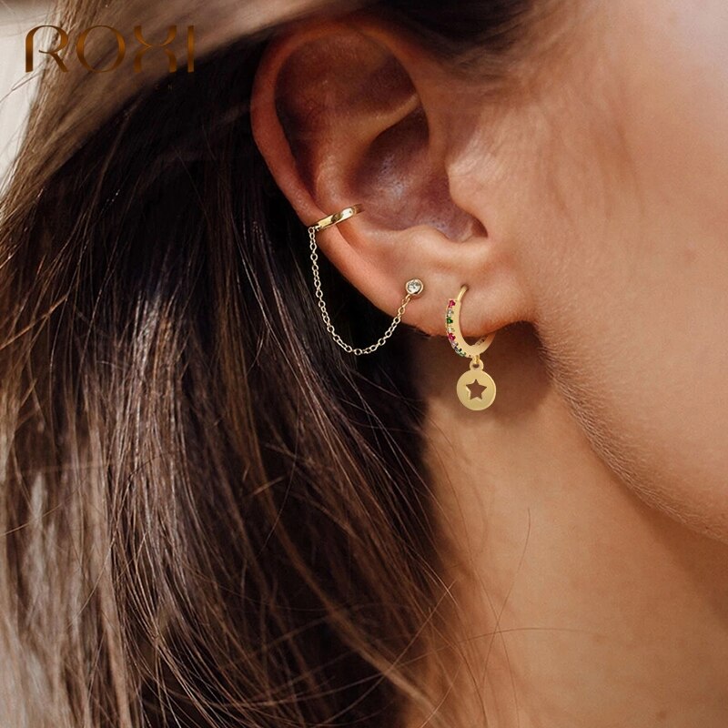 ROXI-pendientes de plata de ley 925 sin Piercing para mujer, joyería de boda, con Clip