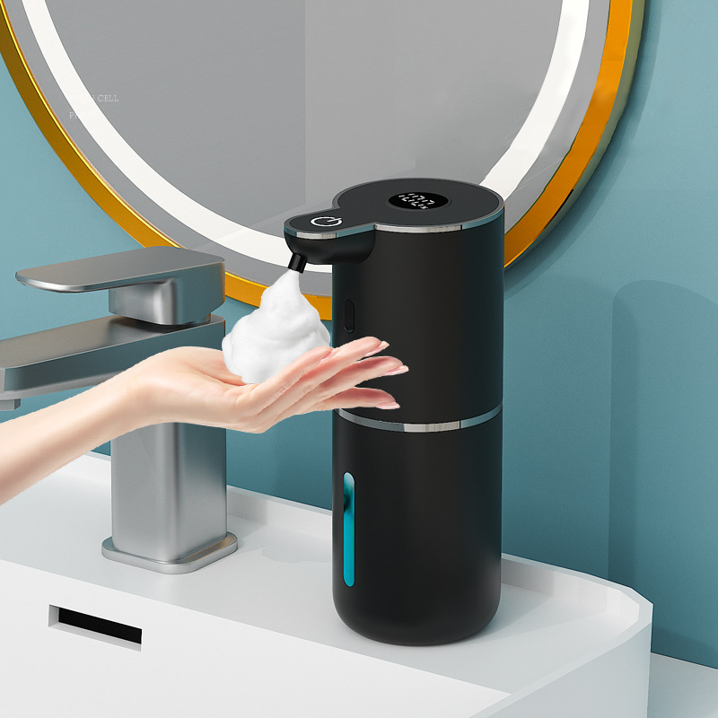 Tvålpump handtvål automatisk dispenser väggmonterad handtvätt automatisk skumtvål dispenser usb uppladdningsbar skummaskin: Svart