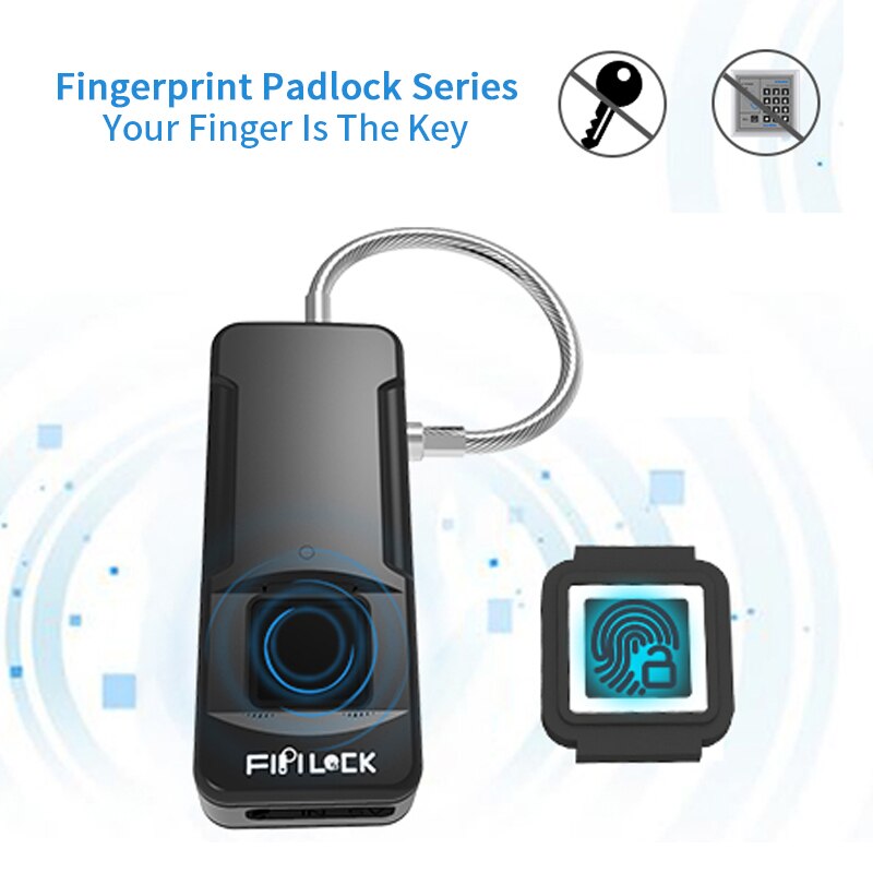 Fipilock bluetooth smart nøglefri fingeraftrykslås vandtæt lås med fingerprint sikkerhed berør nøglelås usb-opladning