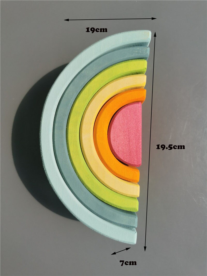 Baby Montessori Holz Spielzeug Regenbogen Verschachtelung Schalen Baswood 6 Schicht Bogen Hefter Blöcke Bäume: Pastell- A Stapler 6