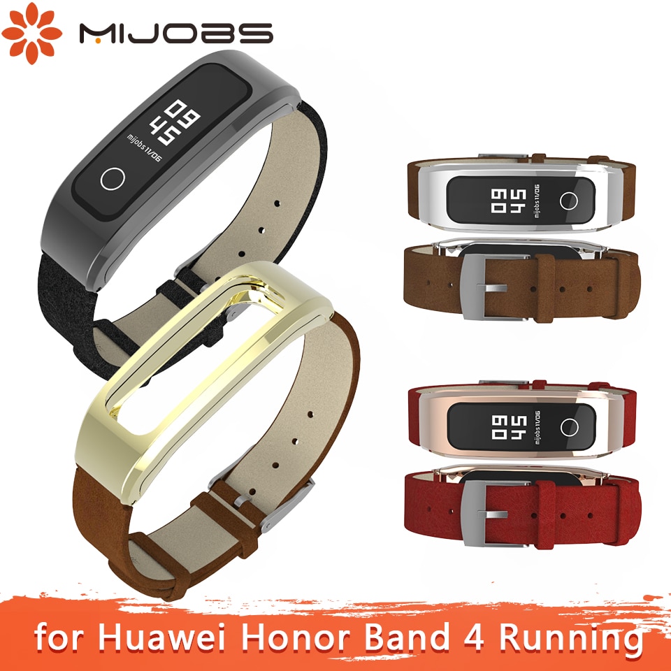 Mijobs Leder PU Handgelenk Gurt für Huawei Honor Band 4 Laufende Band Smart Armband Sport Armband für Honor Band 4 lauf