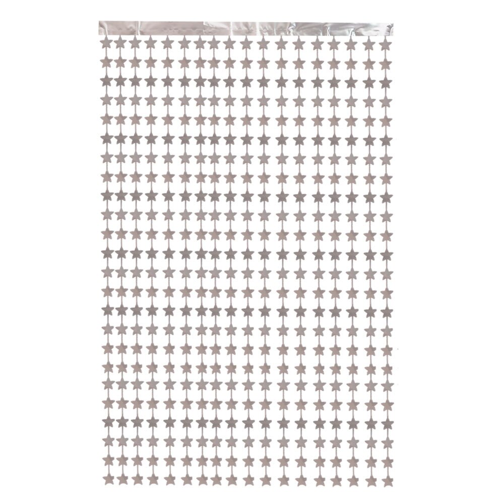 Regengordijn in de vorm van 2m*1m sterren, decoratie voor verjaardagsfeestjes, achtergrond voor bruiloften, gordijnen voor festivals, foto-rekwisieten: Zilver
