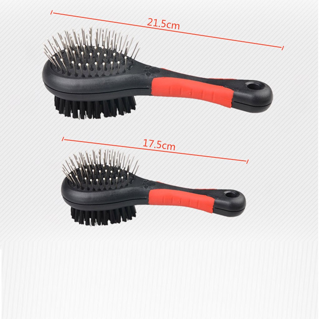 1Pc Dubbele Geconfronteerd Hond Kam Lang Haar Borstel Plastic Handvat Puppy Kat Massage Bad Borstel Multifunctionele Pet Grooming tool