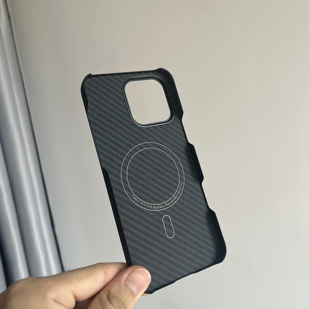 Funda de fibra de carbono para IPhone 16 pro Max, funda de teléfono ultrafina de fibra de aramida ligera para IPhone 16 Pro/16: ABS / Transparente