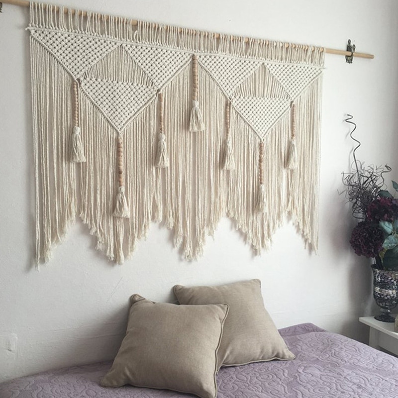 Macramé tenture murale tissé à la main bohème coton corde Boho tapisserie décor à la maison