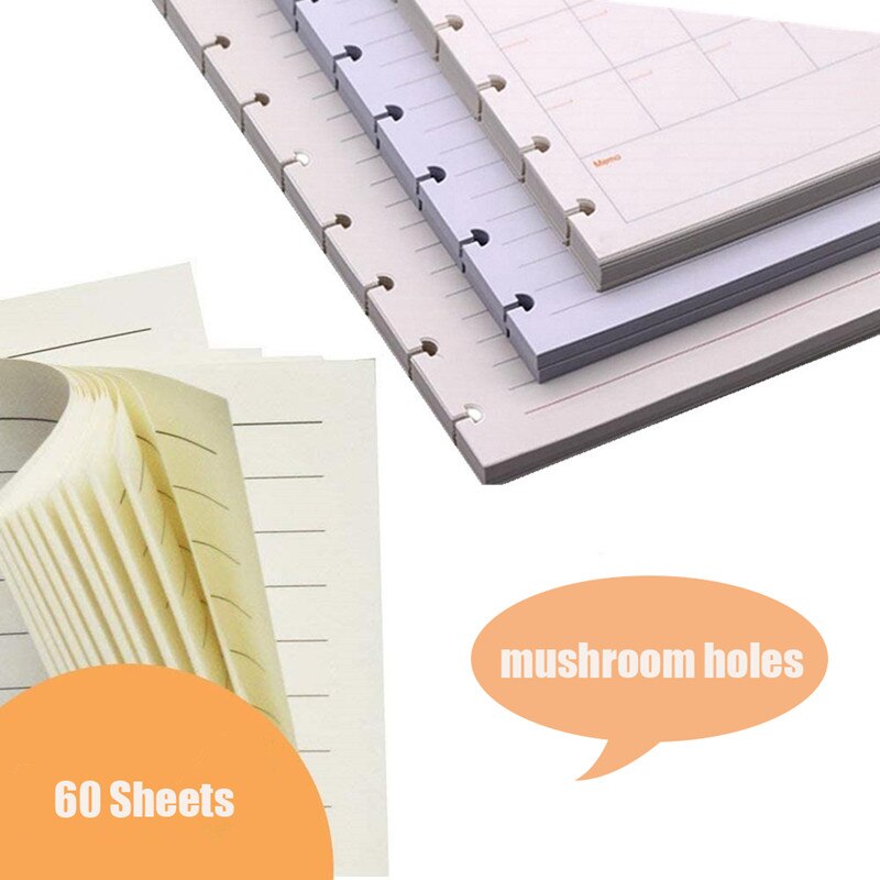 B6/A5/A4 Notebook Refill Papers for DIY Notebook with 7/8/11 Mushroom Holes Inner papars Lose Leaf Accessories LF19-289