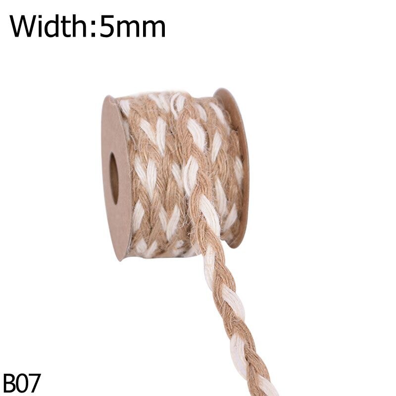 5Meter 5-10Mm Vintage Natuurlijke Jute Jute Lint Hennep Kant Handgemaakte Geschenkverpakking Jute Hennep Gevlochten Touw home Decor Diy Craft: B07-5mm