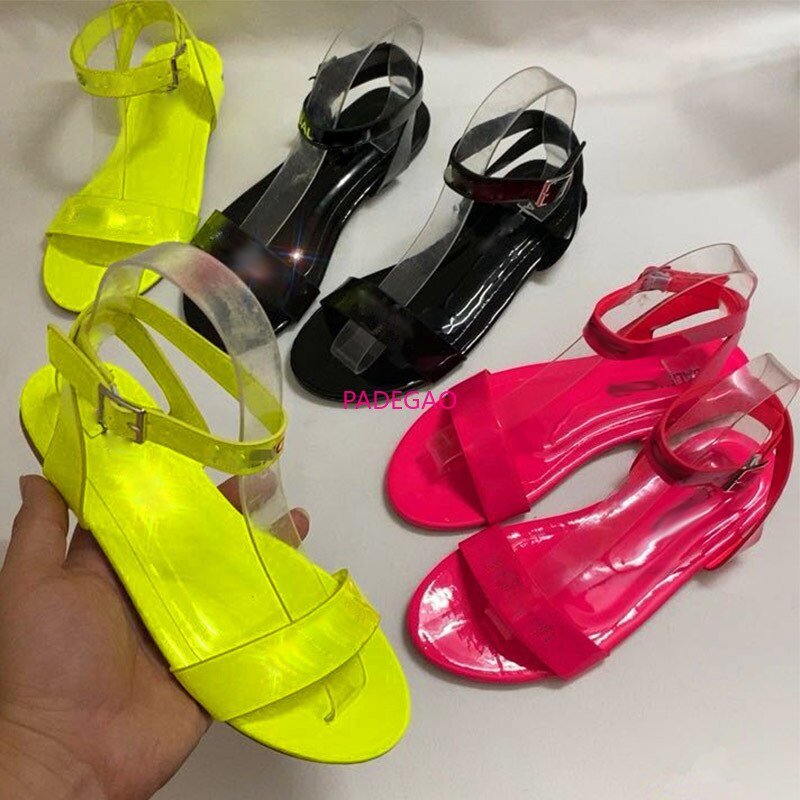 Europa sommar dam sandaler neon tofflor platta skor tofflor whosale dam sandaler