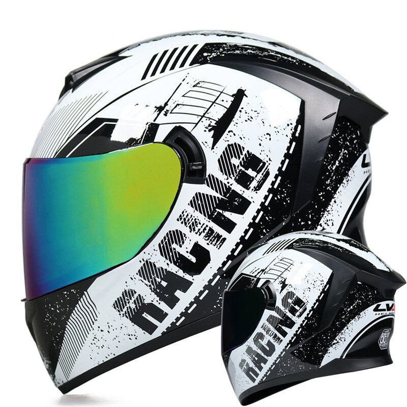 Motorhelm Met Dual Lens Full Face Motor Cafe Racer Spoor Chopper Dirt Bike Mtb Atv Enduro Racing Capacete De moto