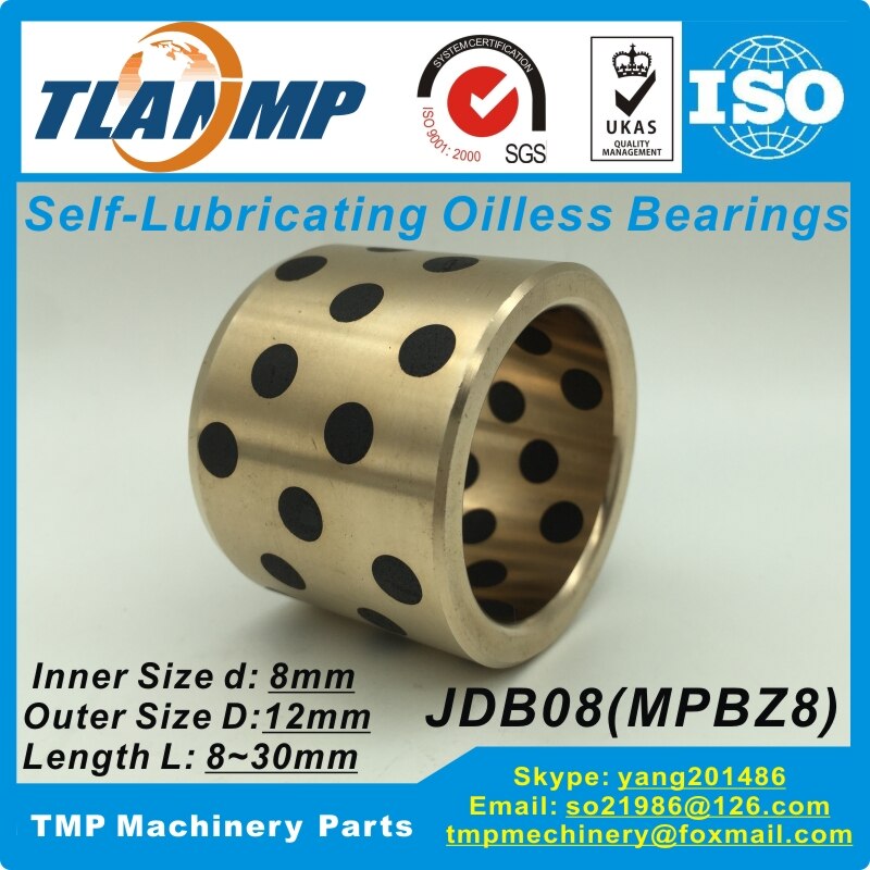 JDB0808/0810/0812/0815 , MPBZ8-8/10/12/15/16/20/25/30 Oilless Bearings ,Graphite self-lubricating Oil Free Bushings