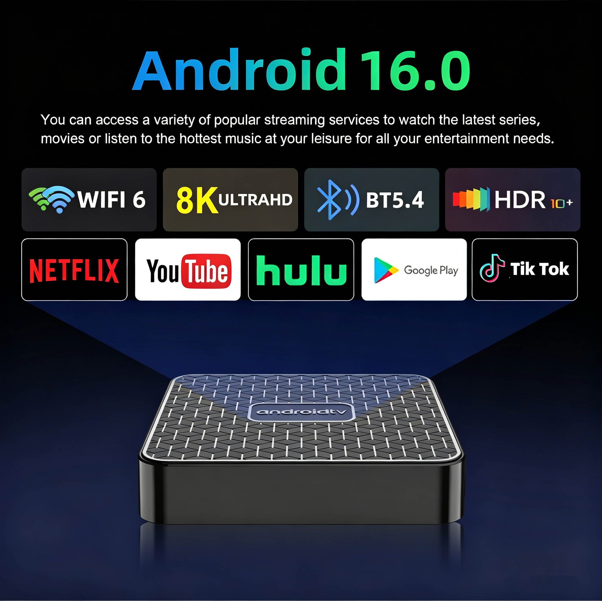 Caixa de TV Inteligente Android 16 T8S RK3518 8GB 128GB Dual WiFi6 BT5.4 Assistente de Voz Google 4K HDR Media Player Caixa de TV Muito Rápida