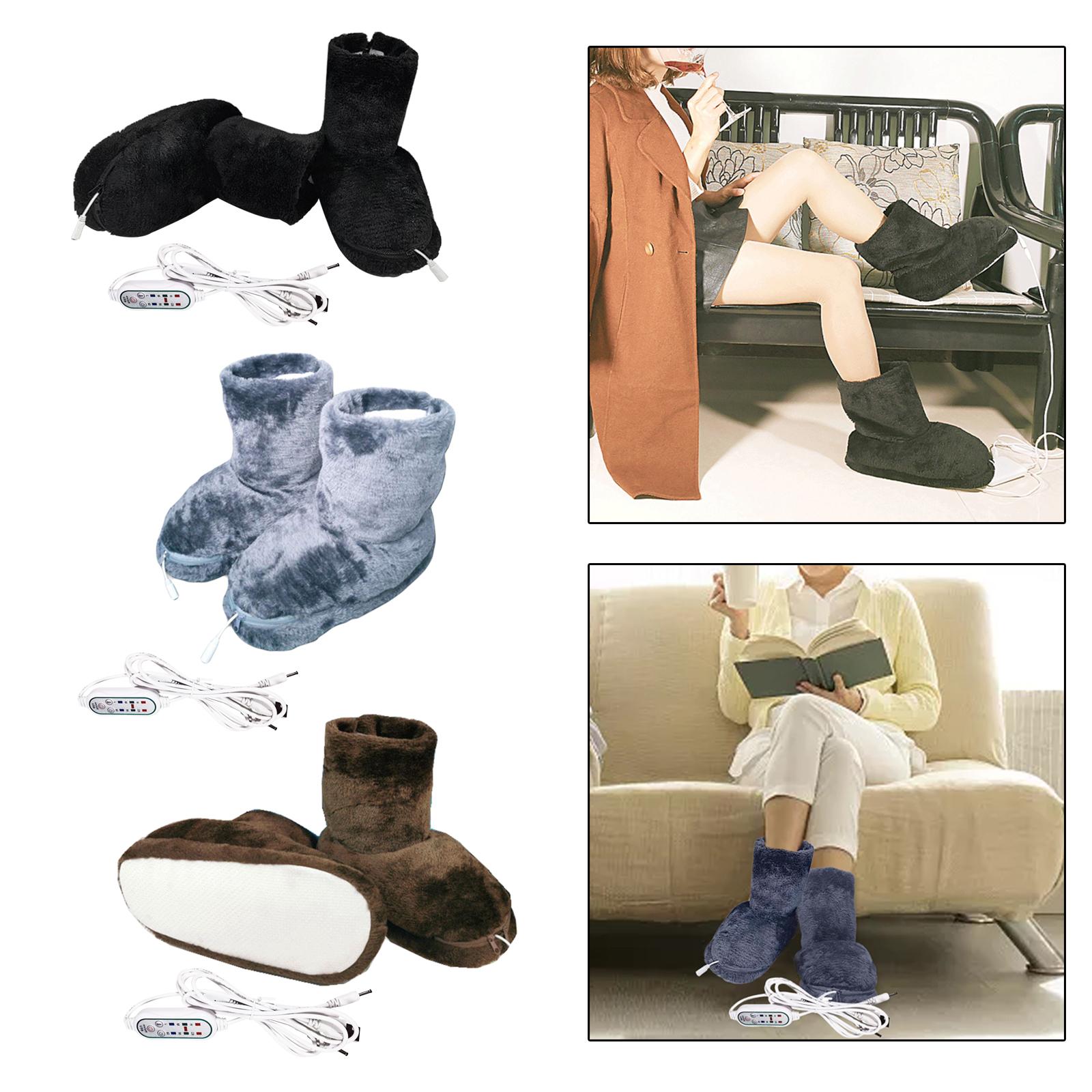 Chaussures chauffantes USB, en peluche, lavables, confortables et chaudes pour l'hiver, bottes chauffantes électriques, chargeur USB, pantoufles, pour le bureau