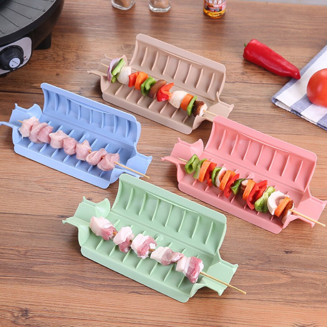 4Pcs/Set Manual Meat Skewer Tool Solid Color Chicken Beef Skewers Manufacturer Practical Reusable BBQ Tools Kitchen Supplies