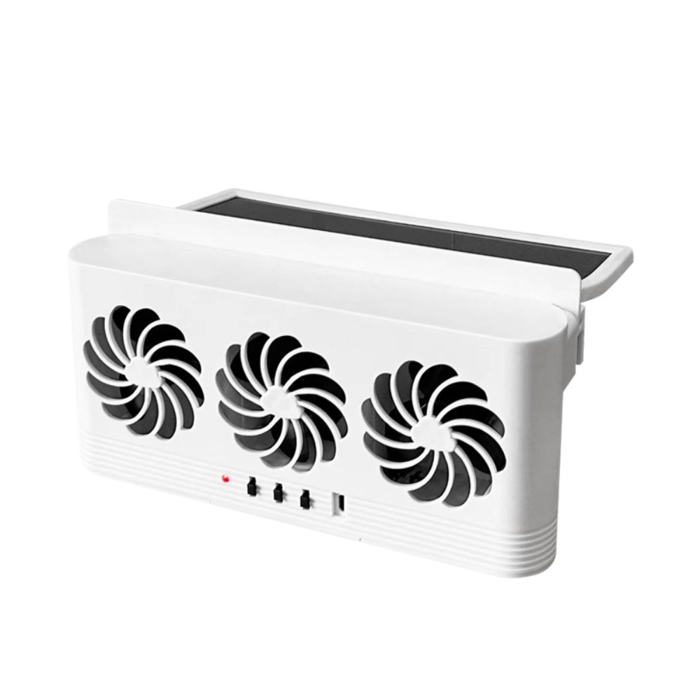Ventola di raffreddamento per auto solare a 3 teste di alta qualità Presa d'aria Ventola di scarico per auto a risparmio energetico Purificatori ABS Ventola per finestrino per auto proprietà: bianca
