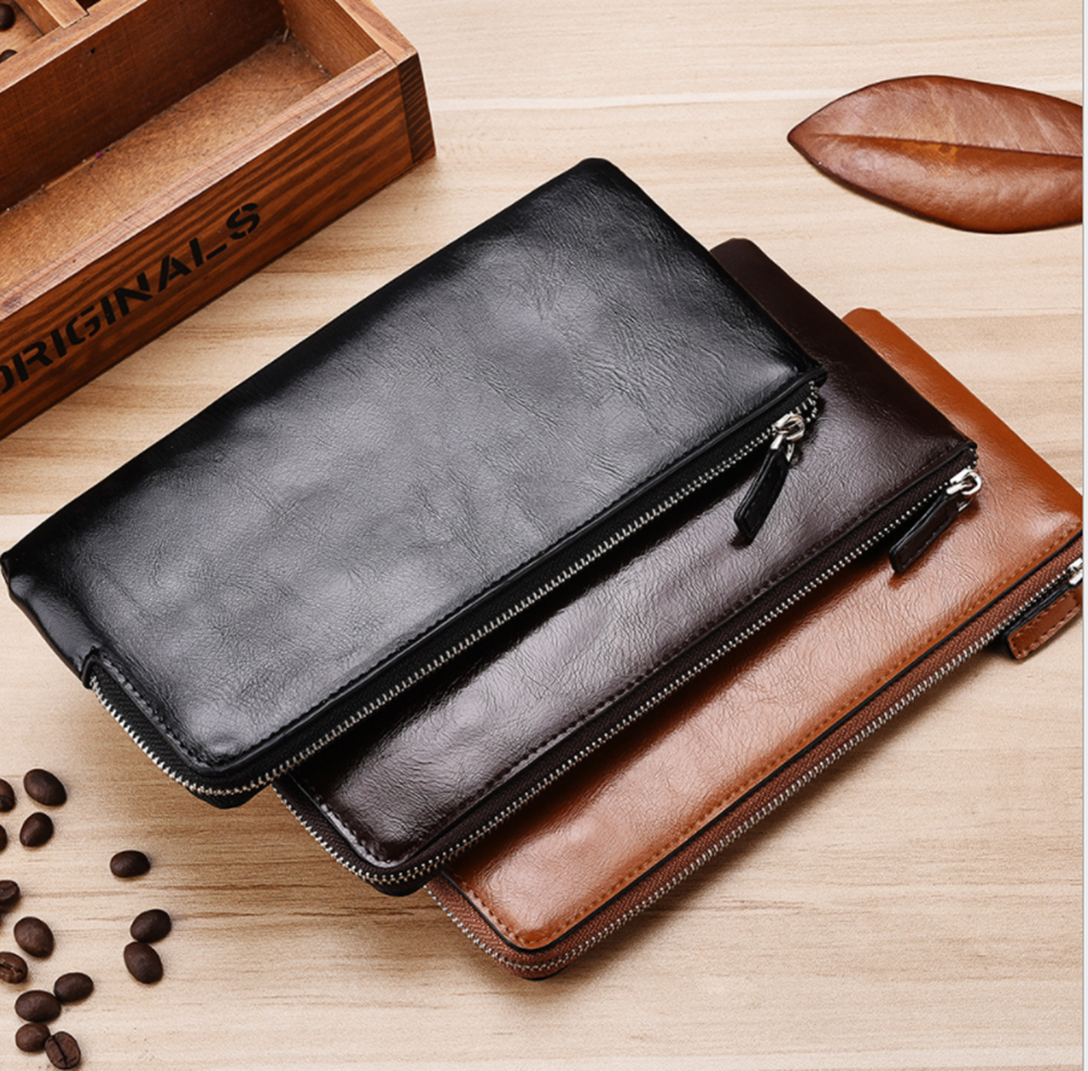 men's Long Wallet Korean youth zipper men's mobile phone bag Ultra Thin Wallet Mobile phone card bag