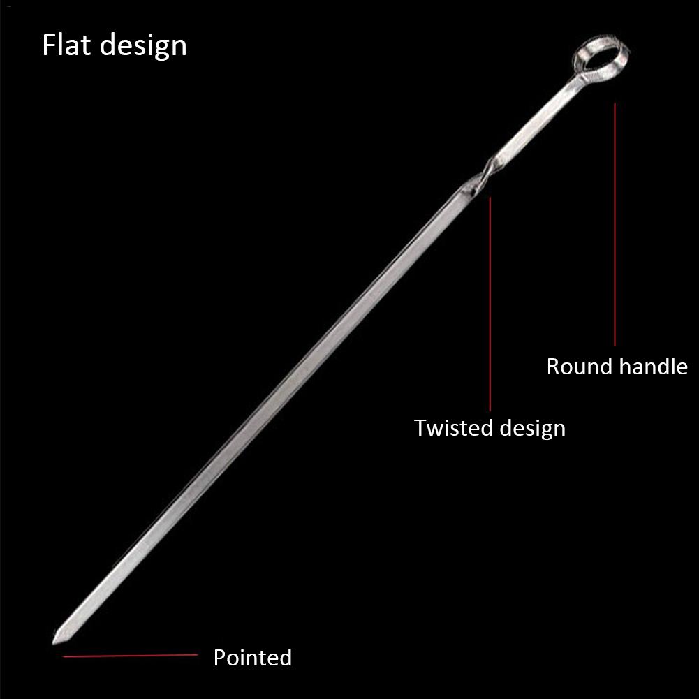 10pc Stainless Steel BBQ Meat Sticks Long Chef Grill Food Holders Skewers Needle Prongs For Barbecue Party Skewers bbq Skewers