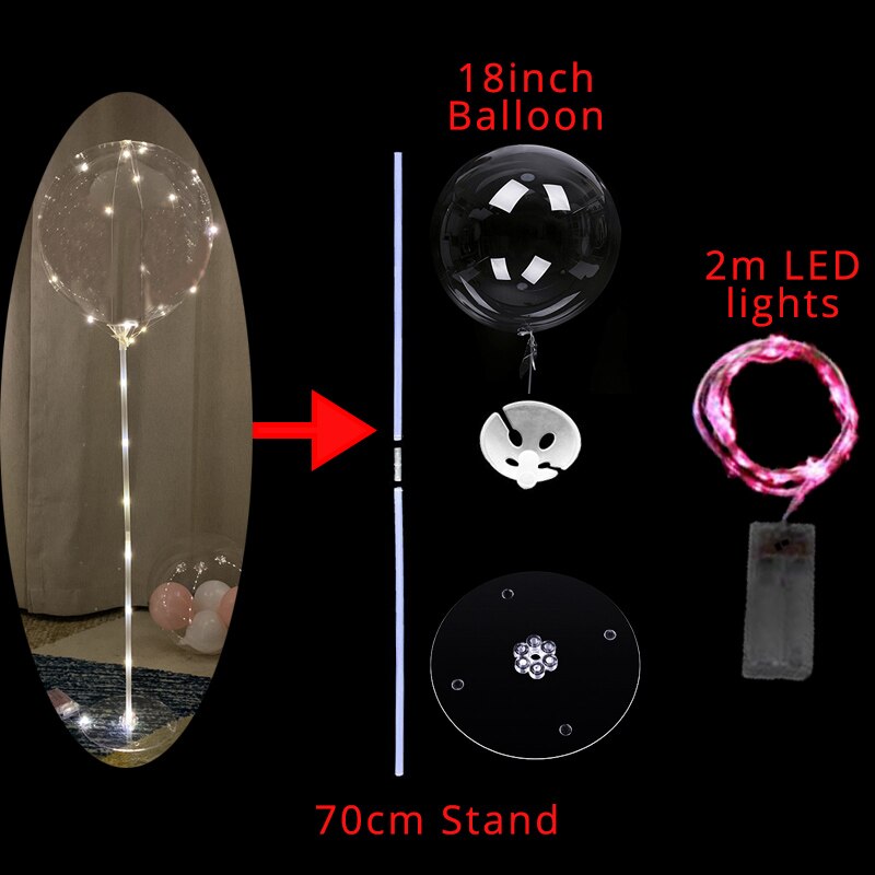 1 set ballonger kolonnstativ bågstativ hemfest led konfettiballonger med basklämmor bröllopsdekoration ballonghållare pinne: 2m led lampor set 6