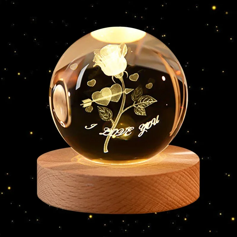 Bola de cristal 3D de 6cm, bola de cristal, Planeta Tierra, Base de madera, sistema Solar, astronomía de galaxia, de cumpleaños, decoración de escritorio para el hogar