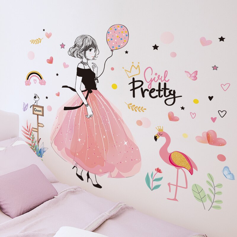 [shijuekongjian] Cartoon Girl Wall Stickers DIY Pe... – Grandado