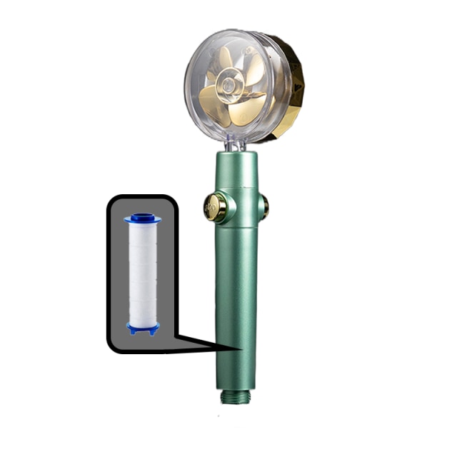 Douchekop Hoge Druk Stijl Groene Hoge Druk Draaien Douchekop Met Houder En Slang Propeller Douchekop eco: Green