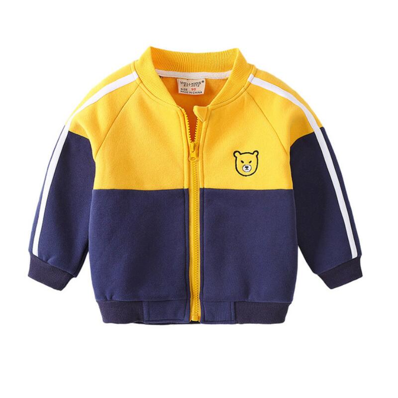 Moda primavera autunno bambini ragazzi giacche da Baseball cartone animato Casual cerniera cappotto antivento 2-6 anni ragazze capispalla abbigliamento per bambini: Yellow / 6T