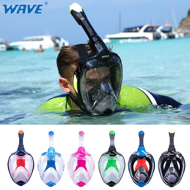 Máscara de esnórquel para adultos, mascarilla de buceo antiniebla, de cara completa, para natación, vista panorámica,