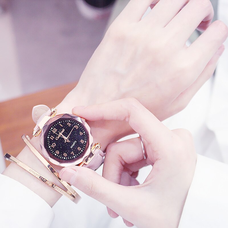 Starry Sky Bracelet Watches Casual Women Watches Bracelets set Leather Analog Quartz Wristwatches Clock relogio feminino
