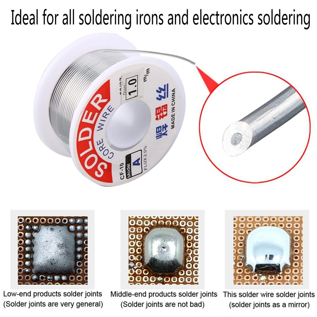 1.0/1.2mm 2% Flux Tin Lead Rosin Roll Core Silver Solder Wire Welding Soldering Repairing Tool Reel Melt Kit Electric Melting