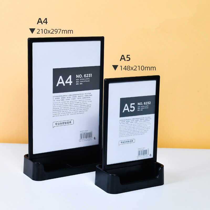 A5 T-shaped Table Stand-up Menu Card Holder Display Stand For Hotel, Home, Office, Store, Restaraunt Menu Poster Ad Frame